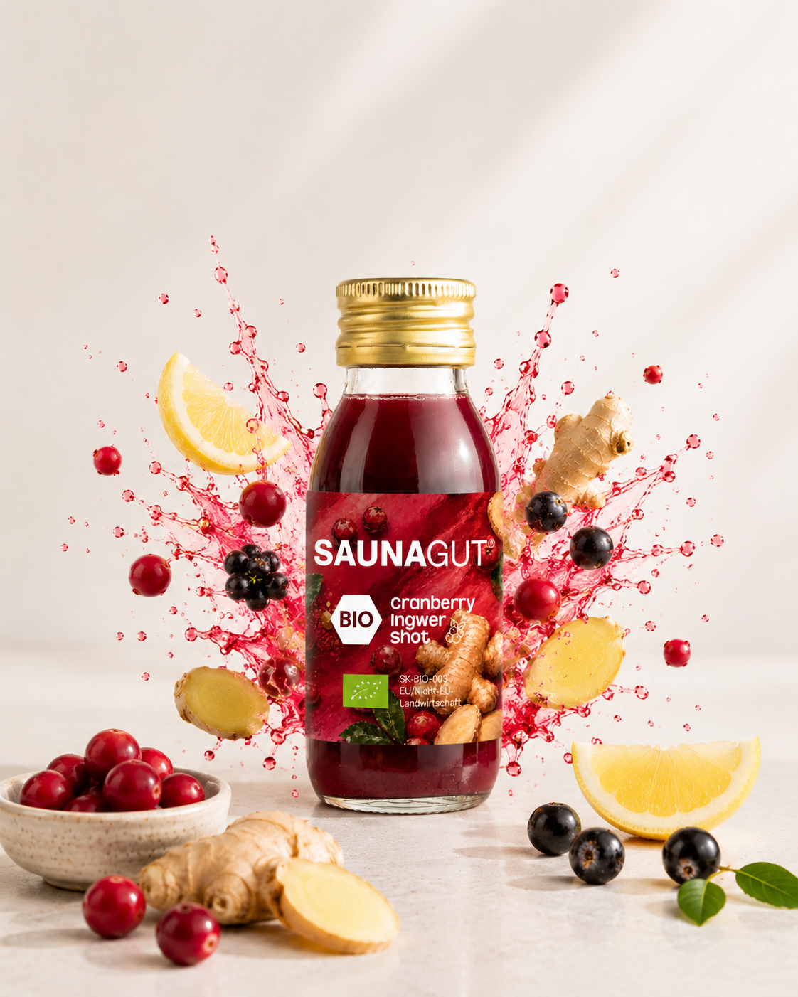 BIO CRANBERRY - INGWER SHOT – 24x Pack je 60ml
