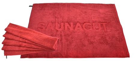 Limitierte Auflage: Wedeltuch SAUNAGUT® WM-Master 70/100 CM Farbe: Bordeaux 1000g/m² Qualität, 100%