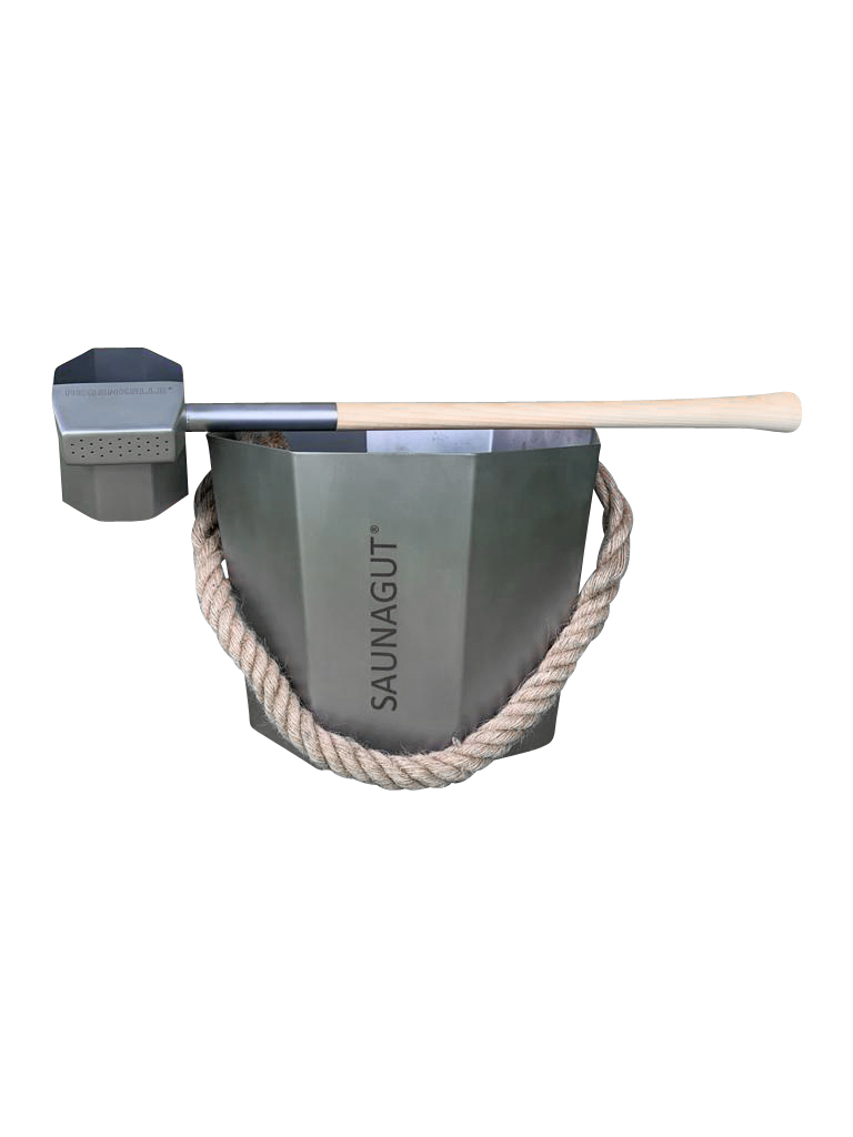 SAUNAGUT® Edelstahl- Eimer mit der REGENKELLE® im Set!